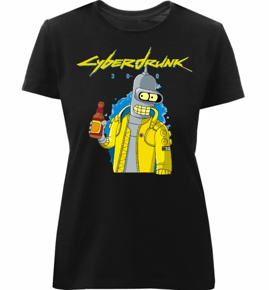 Женская премиум футболка Cyberdrunk Черный фото