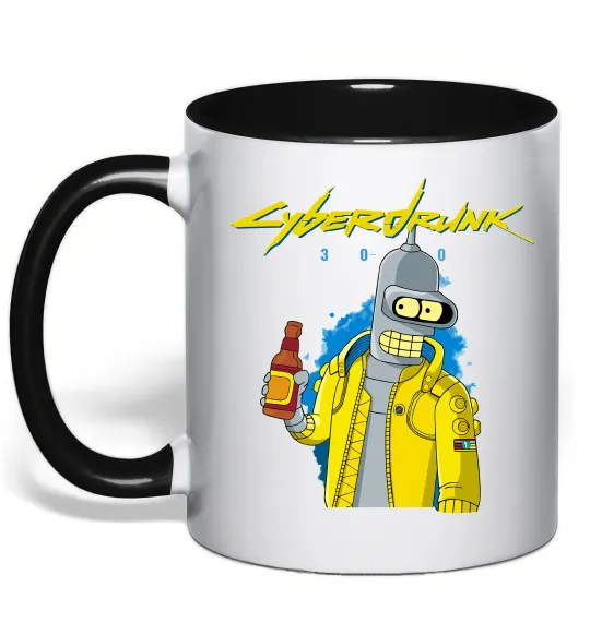 Чашка с цветной ручкой Cyberdrunk Черный фото