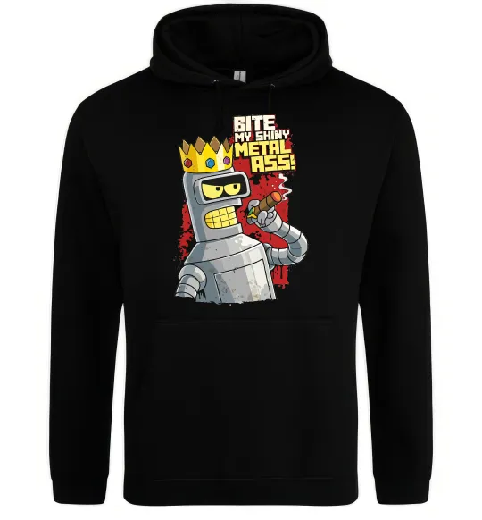 Чоловіча толстовка (худі) Вкуси мій блискучий металевий зад Чорний фото