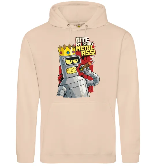 Чоловіча толстовка (худі) Вкуси мій блискучий металевий зад Пісочний фото