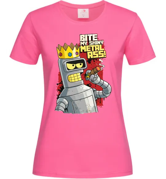 Жіноча футболка Вкуси мій блискучий металевий зад Яскраво-рожевий фото