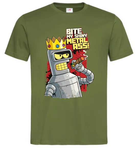 Чоловіча футболка Вкуси мій блискучий металевий зад Оливковий фото