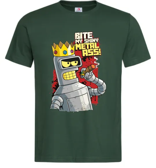 Чоловіча футболка Вкуси мій блискучий металевий зад Темно-зелений фото