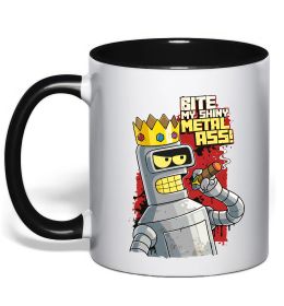 Чашка с цветной ручкой Вкуси мій блискучий металевий зад