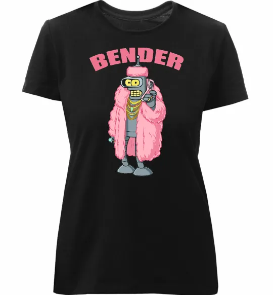 Жіноча преміум футболка Бендер гламур Чорний фото