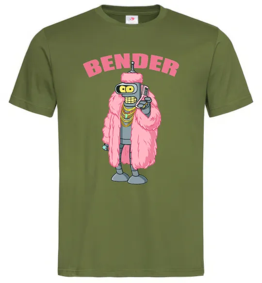 Чоловіча футболка Бендер гламур Оливковий фото