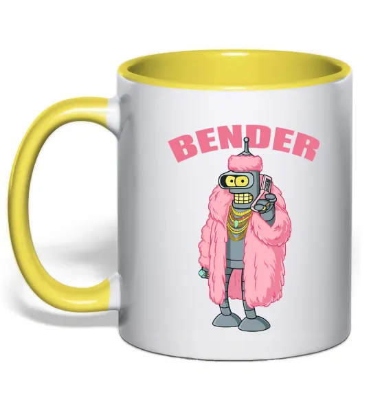 Чашка з кольоровою ручкою Бендер гламур Лимонний фото