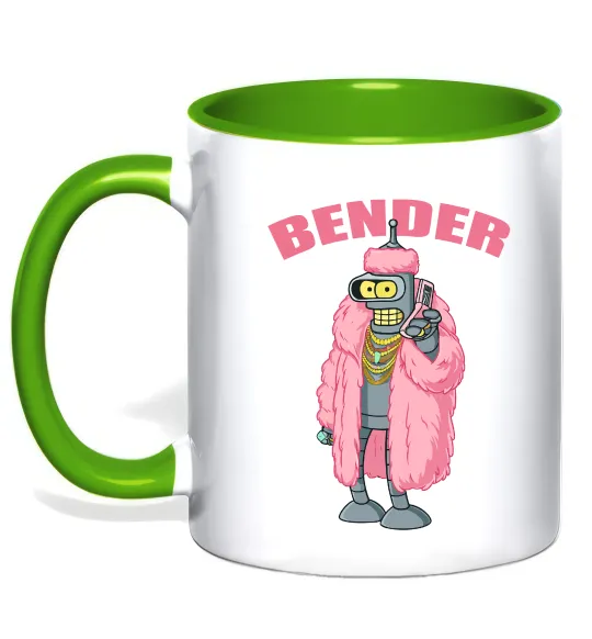 Чашка з кольоровою ручкою Бендер гламур Лаймовий фото