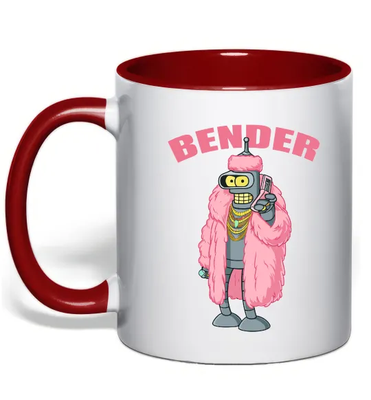 Чашка з кольоровою ручкою Бендер гламур Червоний фото