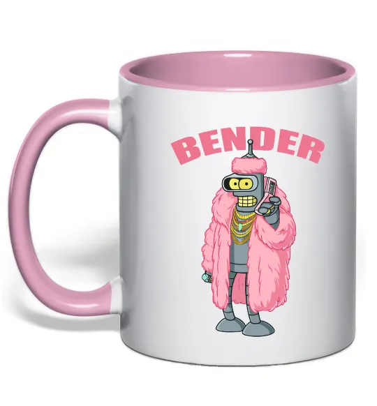 Чашка з кольоровою ручкою Бендер гламур Ніжно рожевий фото