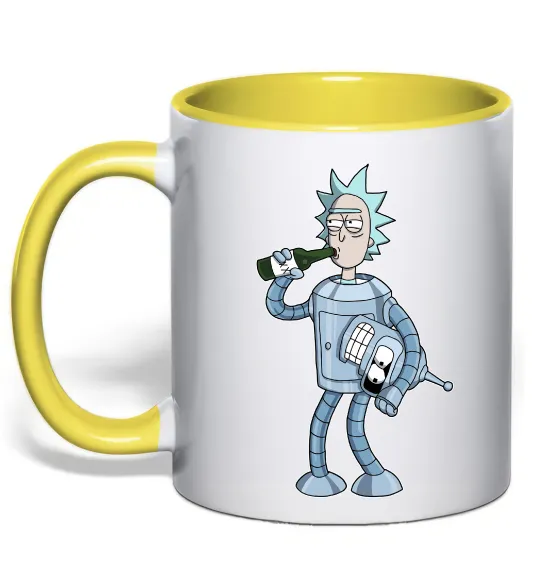 Чашка з кольоровою ручкою Bender Rick Лимонний фото