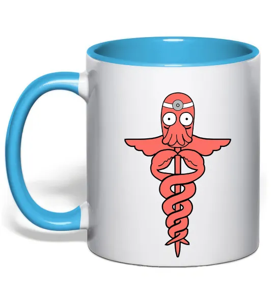 Чашка з кольоровою ручкою Зойдберг Блакитний фото