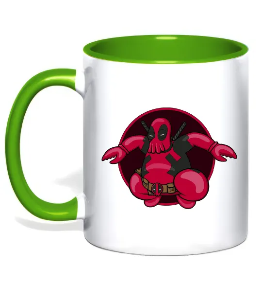 Чашка с цветной ручкой Дедпул Зойдберг Лаймовый фото