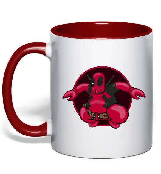 Чашка с цветной ручкой Дедпул Зойдберг Красный фото