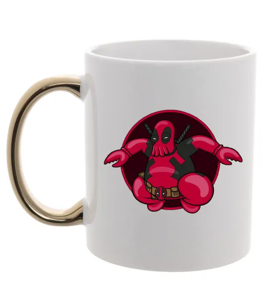 Чашка с цветной ручкой Дедпул Зойдберг Золото фото