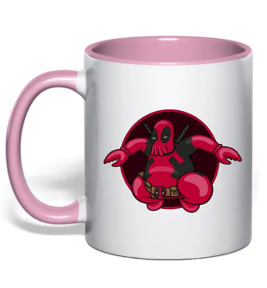 Чашка с цветной ручкой Дедпул Зойдберг Нежно розовый фото