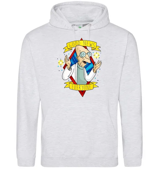 Женская толстовка (худи) Professor Good news Серый меланж фото