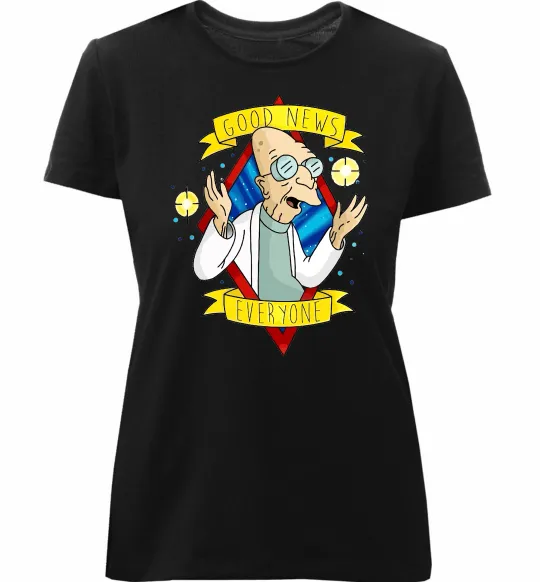 Женская премиум футболка Professor Good news Черный фото