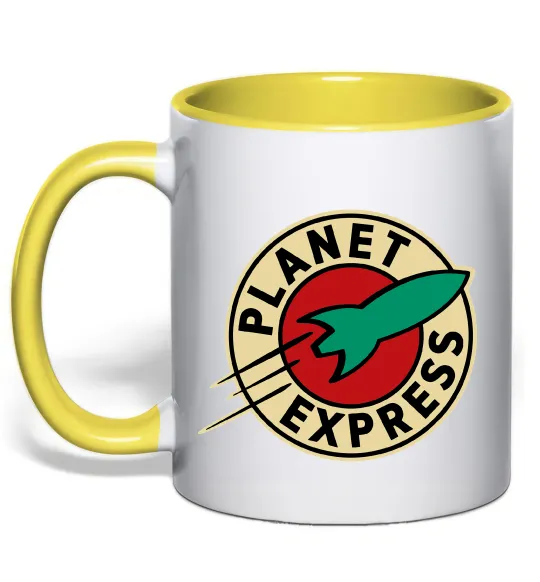 Чашка с цветной ручкой Planet Express logo Лимонный фото