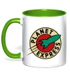 Чашка с цветной ручкой Planet Express logo Лаймовый фото