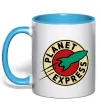 Чашка с цветной ручкой Planet Express logo Голубой фото