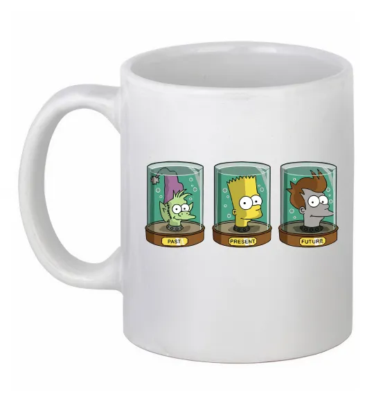 Чашка керамічна Past Present Future Cartoon Білий фото