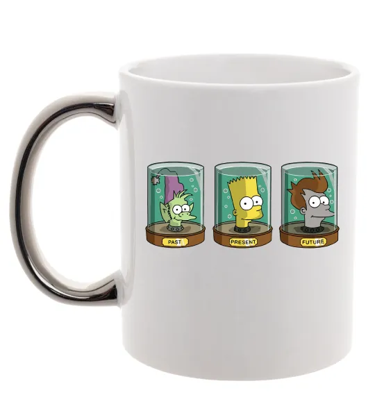 Чашка з кольоровою ручкою Past Present Future Cartoon Срібло фото