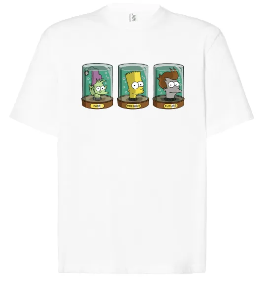 Футболка Оверсайз Past Present Future Cartoon Білий фото