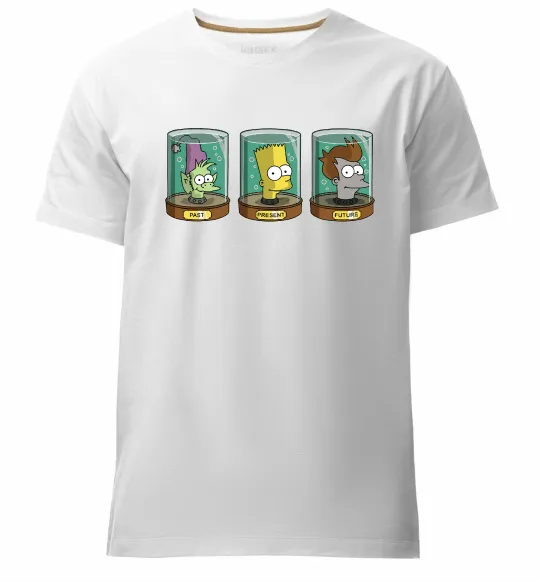 Чоловіча преміум футболка Past Present Future Cartoon Білий фото