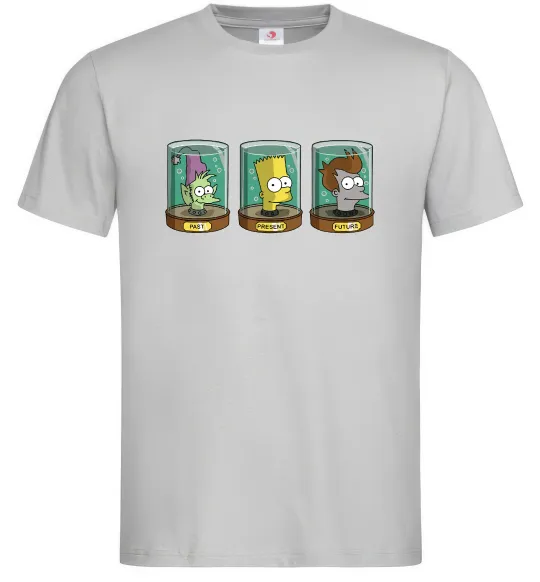 Чоловіча футболка Past Present Future Cartoon Сірий фото