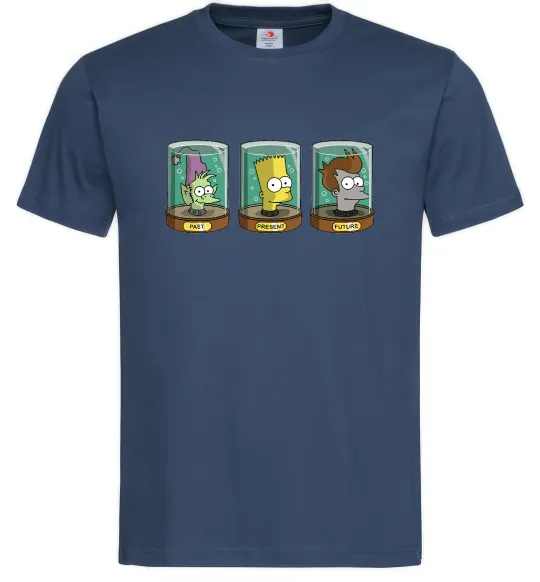 Чоловіча футболка Past Present Future Cartoon Темно-синій фото