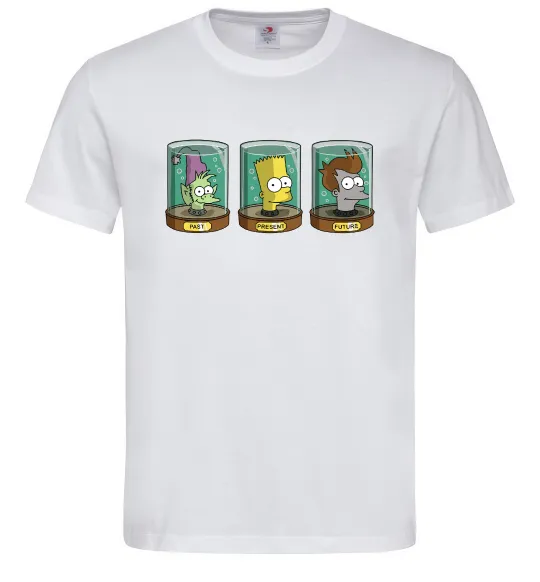 Чоловіча футболка Past Present Future Cartoon Білий фото