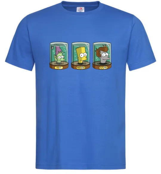 Чоловіча футболка Past Present Future Cartoon Яскраво-синій фото