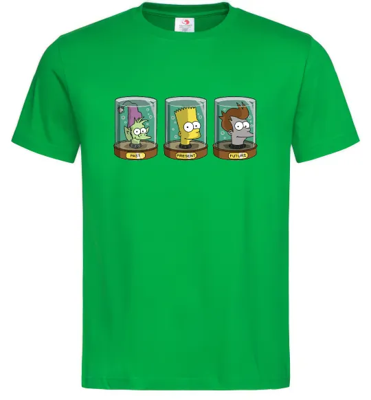 Чоловіча футболка Past Present Future Cartoon Зелений фото