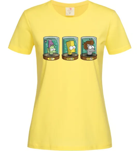 Жіноча футболка Past Present Future Cartoon Лимонний фото