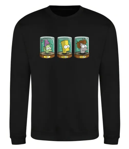 Світшот Past Present Future Cartoon Чорний фото