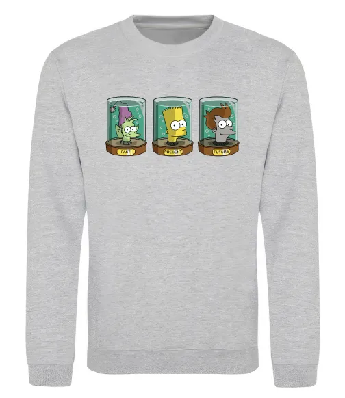 Світшот Past Present Future Cartoon Сірий меланж фото