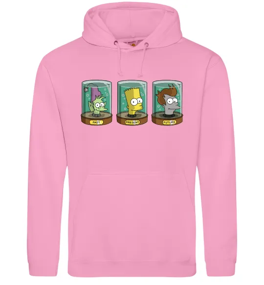 Чоловіча толстовка (худі) Past Present Future Cartoon Рожевий фото