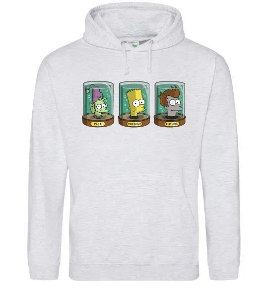 Чоловіча толстовка (худі) Past Present Future Cartoon Сірий меланж фото