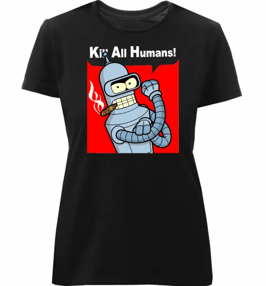 Жіноча преміум футболка Bender Kill human Чорний фото