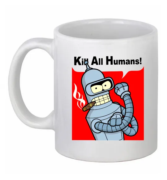 Чашка керамічна Bender Kill human Білий фото