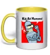 Чашка з кольоровою ручкою Bender Kill human Лимонний фото