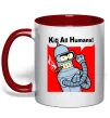 Чашка з кольоровою ручкою Bender Kill human Червоний фото