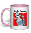 Чашка з кольоровою ручкою Bender Kill human Ніжно рожевий фото