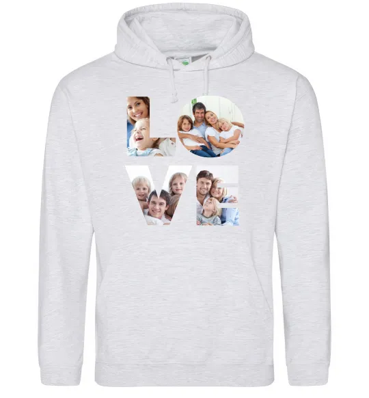 Женская толстовка (худи) Love фото Серый меланж фото