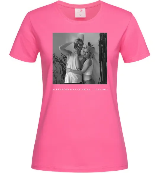 Жіноча футболка Фото з підписом та датою Яскраво-рожевий фото