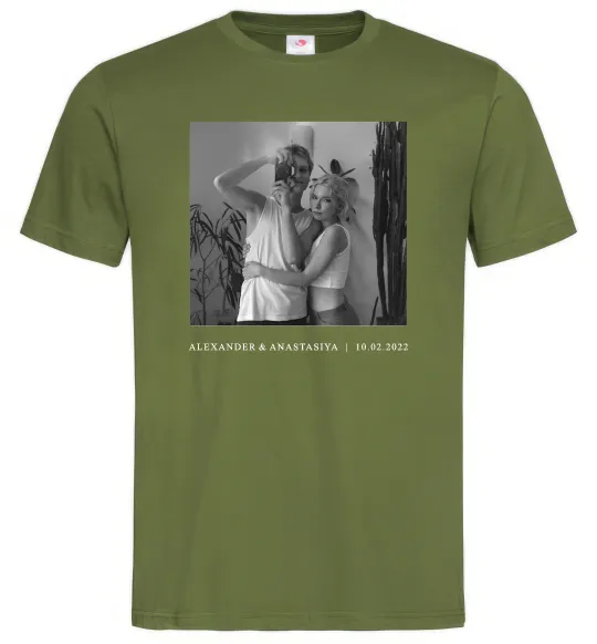 Чоловіча футболка Фото з підписом та датою Оливковий фото