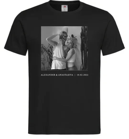 Чоловіча футболка Фото з підписом та датою Чорний фото