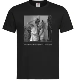 Чоловіча футболка Фото з підписом та датою Чорний фото