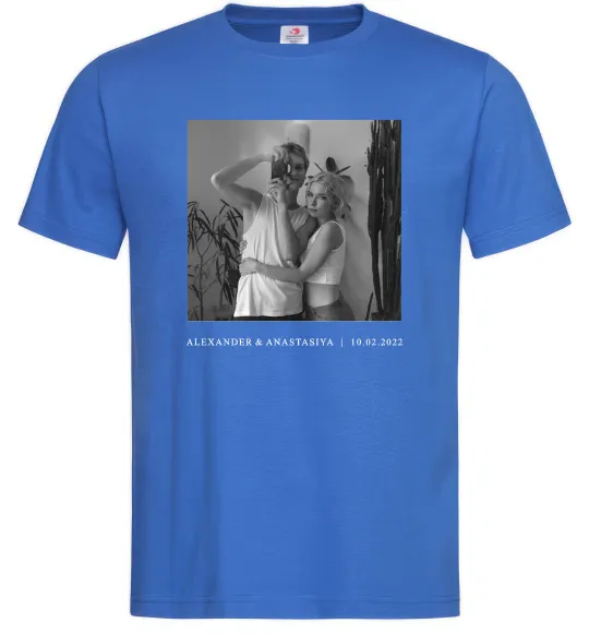 Чоловіча футболка Фото з підписом та датою Яскраво-синій фото
